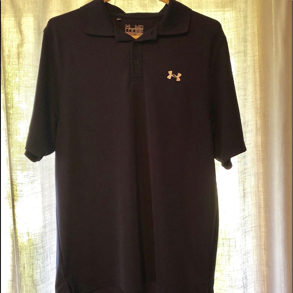 Men’s Navy M Under Armour Golf Shirt -EUC